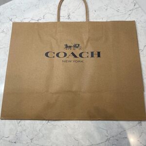 Coach Brown Shopping Gift Bag with Handle Kraft Paper Reusable H 12"xW 16"xD 6"